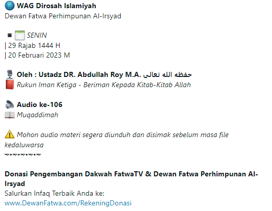 Audio ke-106 Muqaddimah - Beriman Kepada Kitab-Kitab Allah - Aqidah Ahlussunnah Waljama’ah