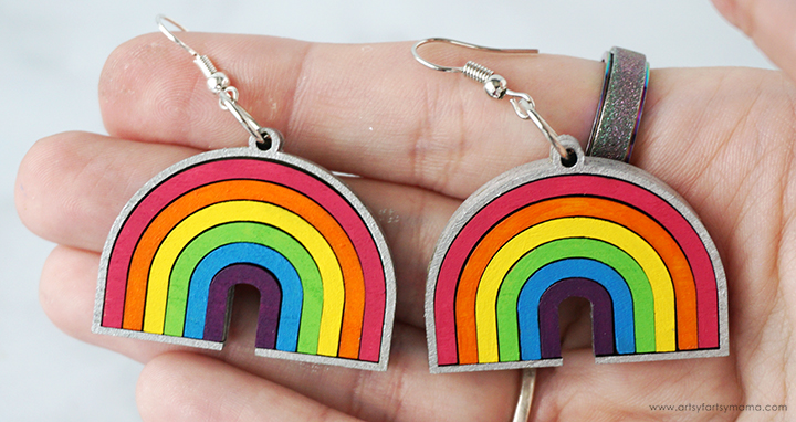 Wood Rainbow Earrings