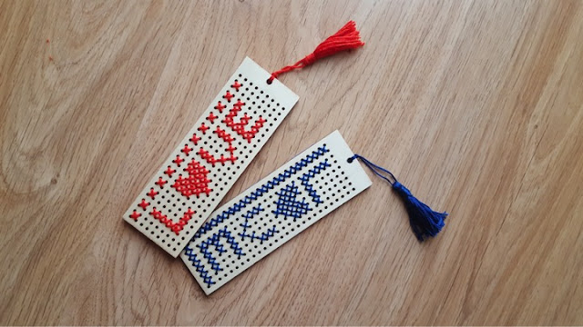 DIY love cross stitched bookmarks