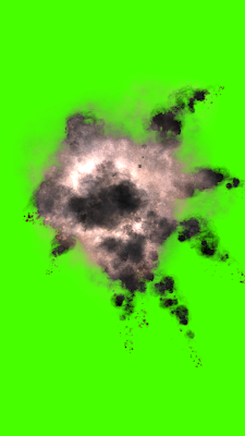 An explosion on a green vertical background.