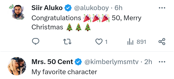 "Merry Christmas" - American rapper, Curtis Jackson, AKA, 50cent