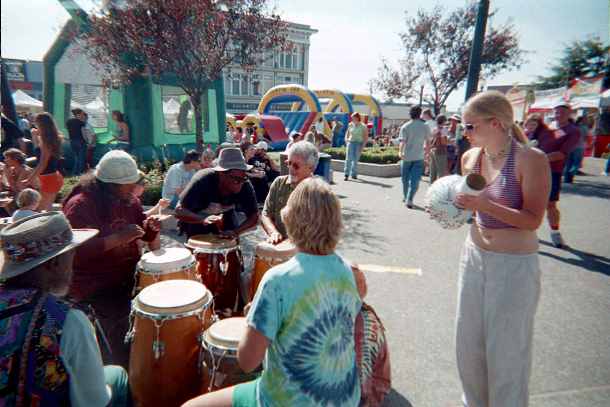 Drummers in Arcata, CA - in The Center of Town on the Plaza