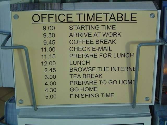 WORDLESS WEDNESDAY : OFFICE TIMETABLE