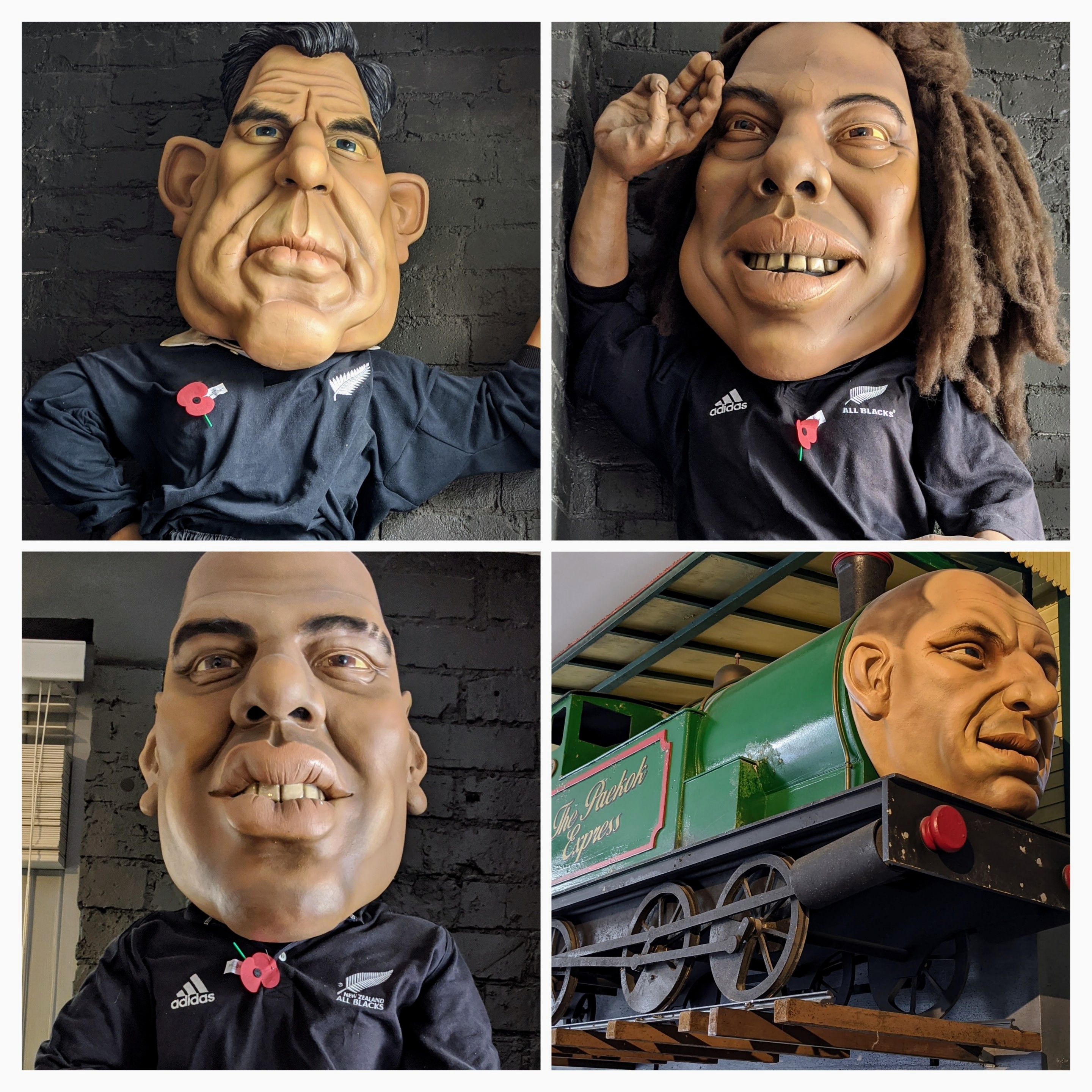 Four Backbencher Pub (Wellington) rugby 'puppets'