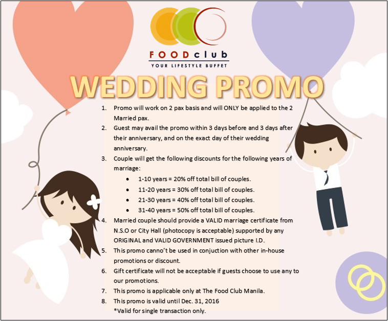  Manila  Shopper The Food Club Wedding  Anniversary  Promo