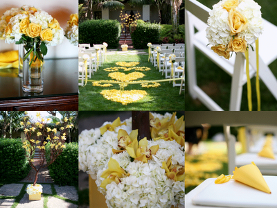 A great idea to add more color to your reception is to use yellow wedding