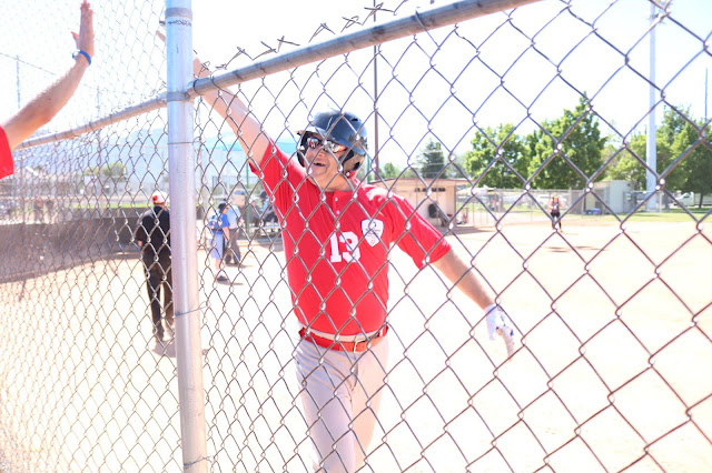 Special Olympics softball player