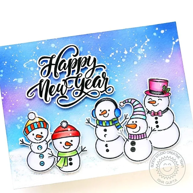 Sunny Studio Stamps: Feeling Frosty Holiday Card by Isha Gupta (featuring Season's Greetings)