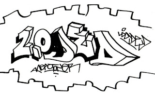graffiti alphabet sketch 'loaded' black and white style