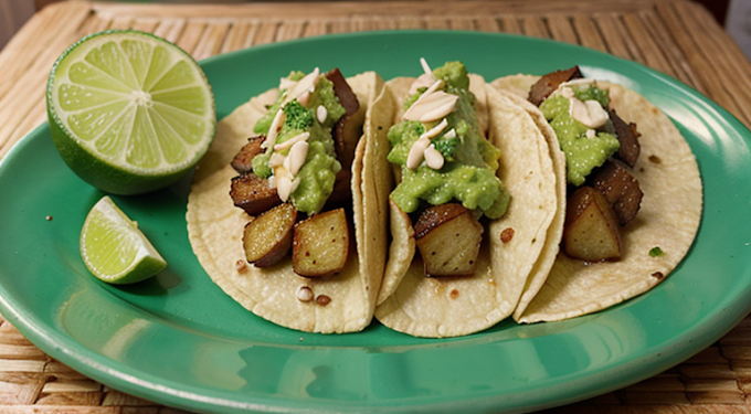 Tacos de Batata Doce com Guacamole de Manga