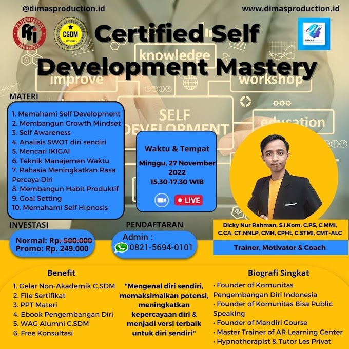 WA.0821-5694-0101 | Certified Self Development Mastery (C.SDM) 27 November 2022