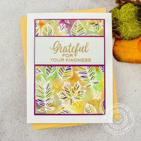 Sunny Studio Stamps: Elegant Leaves Frilly Frame Dies Fall Themed Grateful For You Card by Angelica Conrad