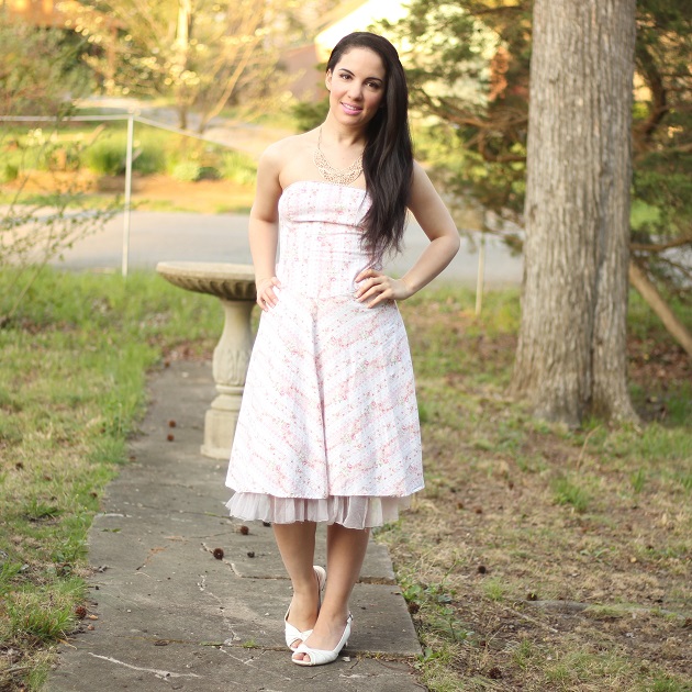 White Floral Print Dress