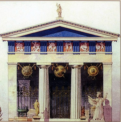 A colored reconstruction of the building