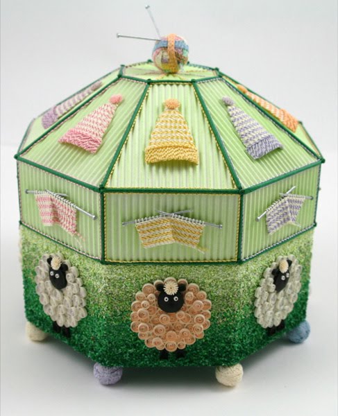 All Things Paper: JJ Quilling Design / Diane Boden Crane - Diane kindly sent these pictures of her designs to share with all of you.  The top lifts off the sheep box and yes, even the knitting needles are made  of ...