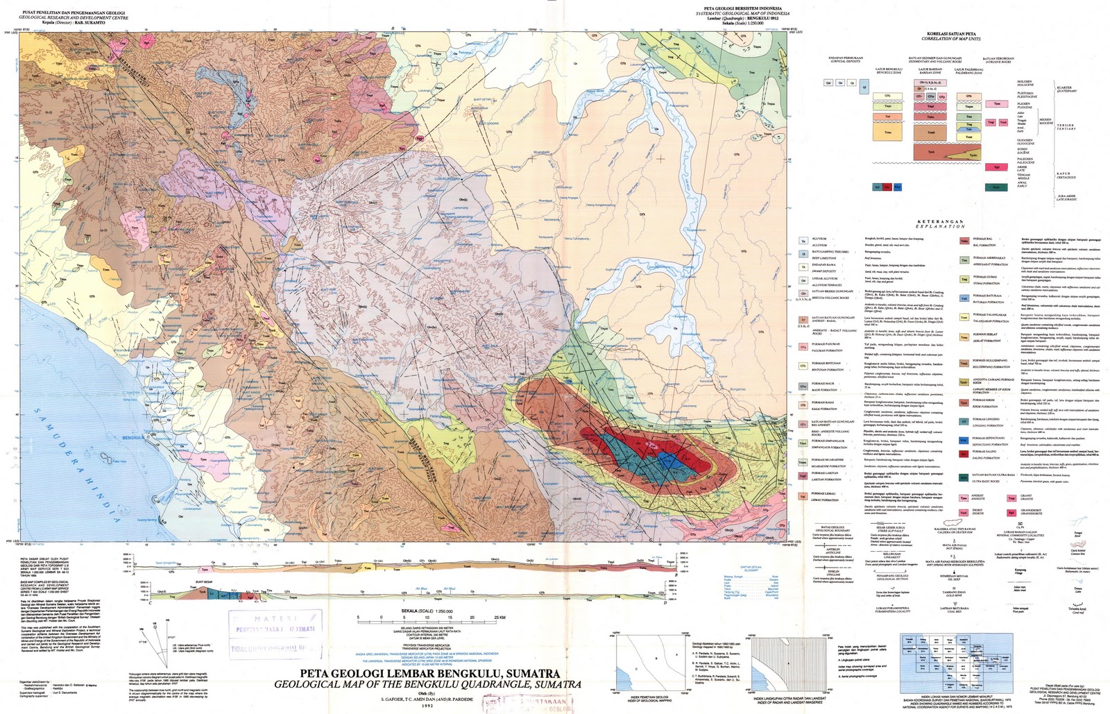 IAGIbengkulu Peta  Geologi  Lembar  Bengkulu Sumatera 