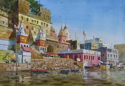 GLOW OF VARANASI 2 painting Abhijit Jadhav