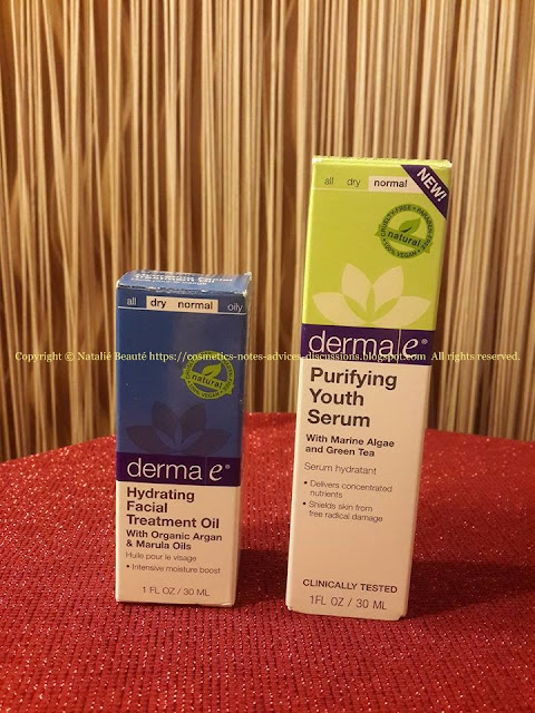 PURIFYING YOUTH SERUM and HYDRATING FACIAL TREATMENT OIL by DERMA E REVIEW AND PHOTOS NATALIE BEAUTE