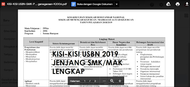  Kisi  Kisi  USBN Jenjang SMK MAK Tahun 2019 2019  Lengkap 