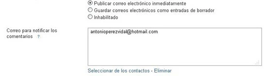 comentarios blogger email