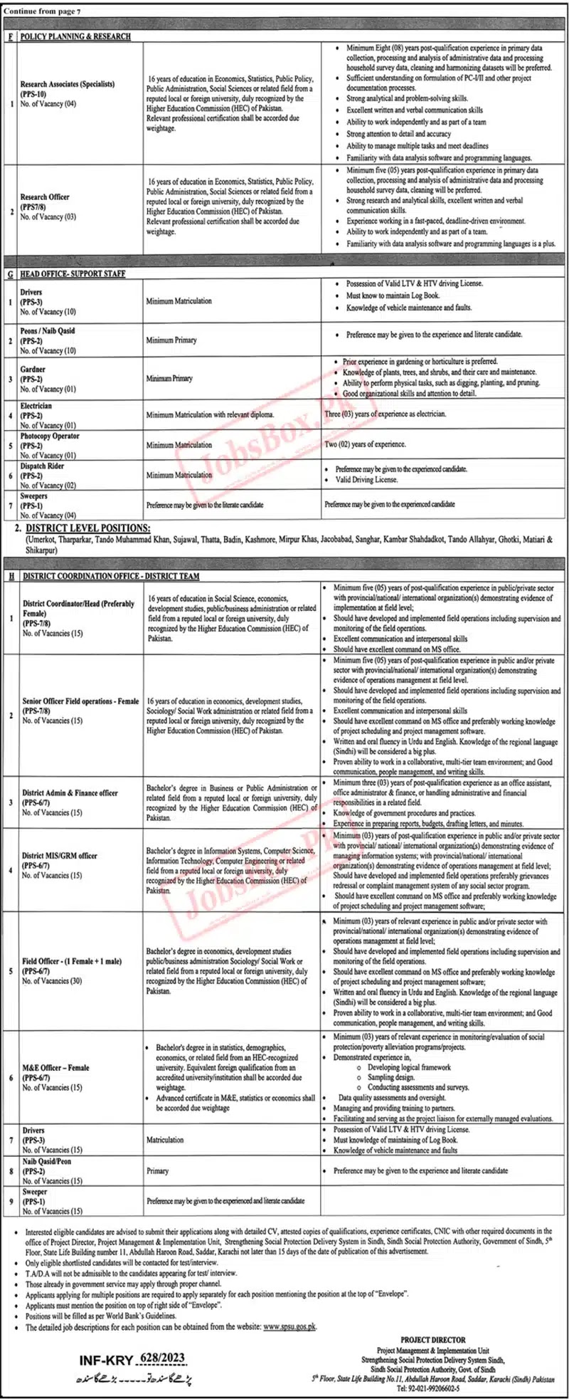 Social Protection Department Sindh Jobs 2023 - Latest Advertisement