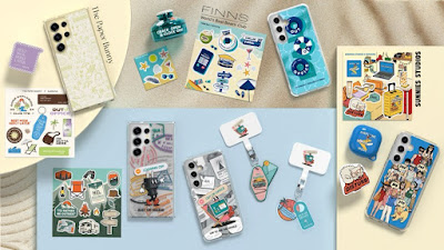 Source: Samsung. The Out of Office collection includes exclusive accessories from FINNS Beach Club of Indonesia (at 12 o'clock), Sunnies Studios from the Philippines (bottom right), and The Paper Bunny from Singapore (top left).