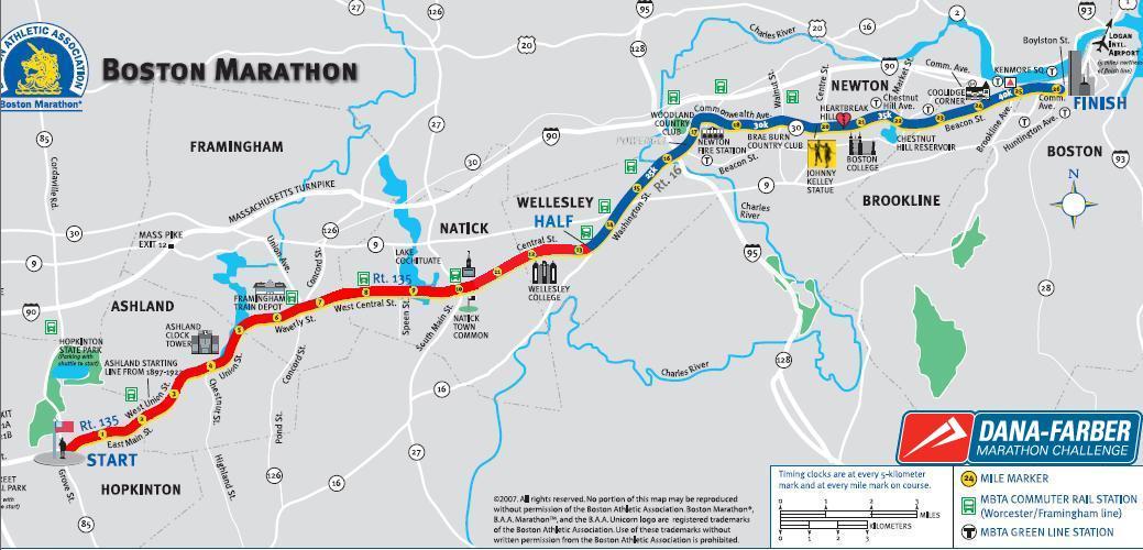 2011 boston marathon course map. 2011 boston marathon map.