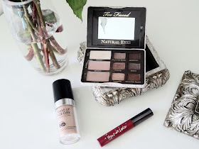 Make Up Forever Ultra HD foundation, Fleur De Force Lipgloss in Starry Night, Too Faced Natural Eye Palette, 