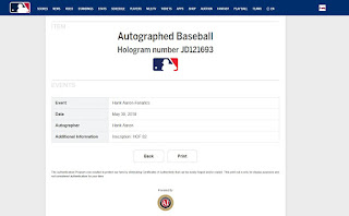 hank aaron autographed baseball authentic