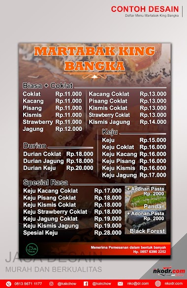  Contoh Desain List Menu / Buku Menu/ Daftar Menu Martabak King Bangka #3| Desain Buku Menu Murah Berkualitas 