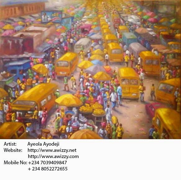 african art painting by best artist in nigeria and renown nigerian painter ayeola ayodeji abiodun