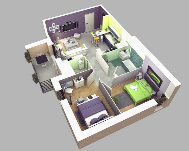 rumah minimalis modern 1 lantai 2 kamar tidur