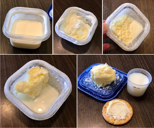 Making butter kids activity, making butter by shaking in small container