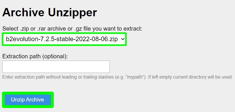 unzipping uploaded zip file into public_html directory using unzipper