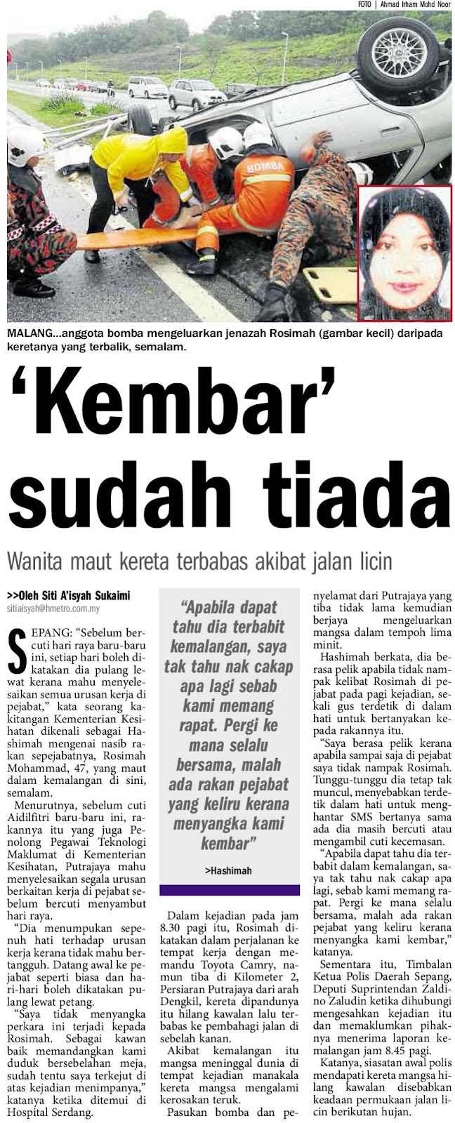 Surat Khabar Kemalangan Jalan Raya