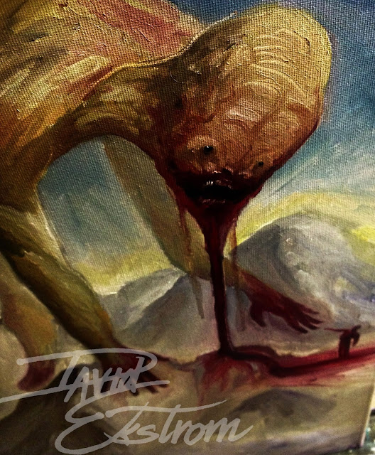 bloody mouth oil painting giant