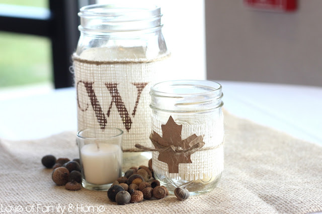  burlap a few candle holders acorns to these tables to spruce them up 