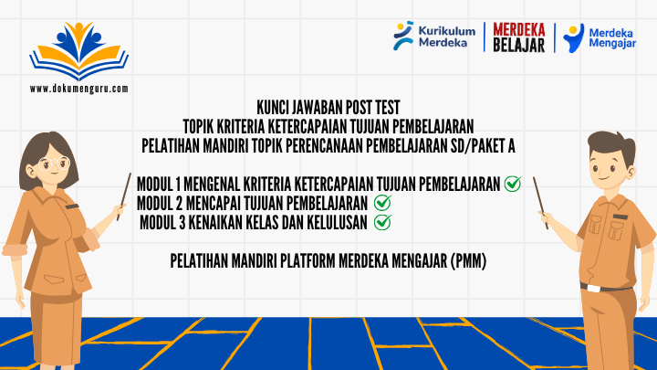 [www.dokumenguru.com] Materi dan Kunci Jawaban Post Test Modul 1, 2, dan 3 Topik Kriteria Ketercapaian Tujuan Pembelajaran Pelatihan Mandiri PMM