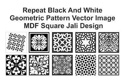 Repeat Black And White Geometric Pattern Vector Image |  MDF Square Jali Design