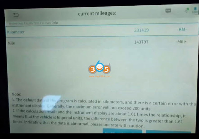 Xtool Correct VW Polo 2014- MQB Mileage via OBD 8