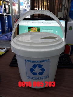 xô y tế 15 lít màu trắng, xô đựng rác tái chế 15 lít