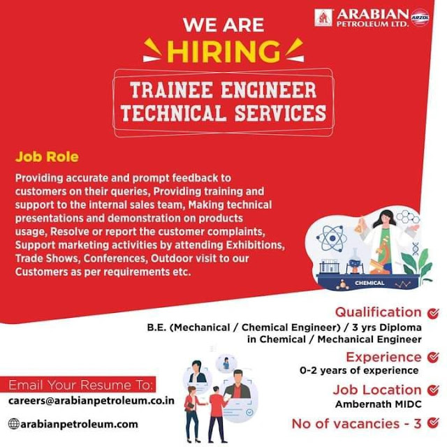 Arabian Petroleum Hiring For Trainee Engineer Technical Services