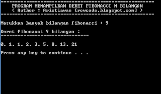 Menampilkan Deret Fibonacci Dalam Bahasa C