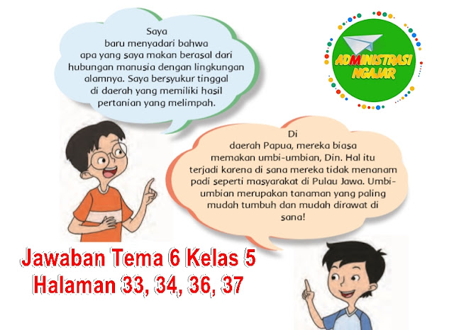 Kunci Jawaban Tema 6 Kelas 5 Halaman 33, 34, 36, 37