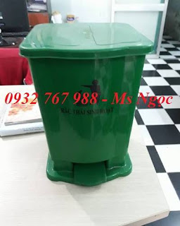 thùng đựng rác thải đạp chân 15 lít màu xanh