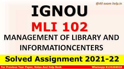 MLI 102 Solved Assignment 2021-22