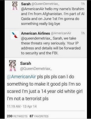 teenage girl arrested for tweeting threat message to american airline-23343
