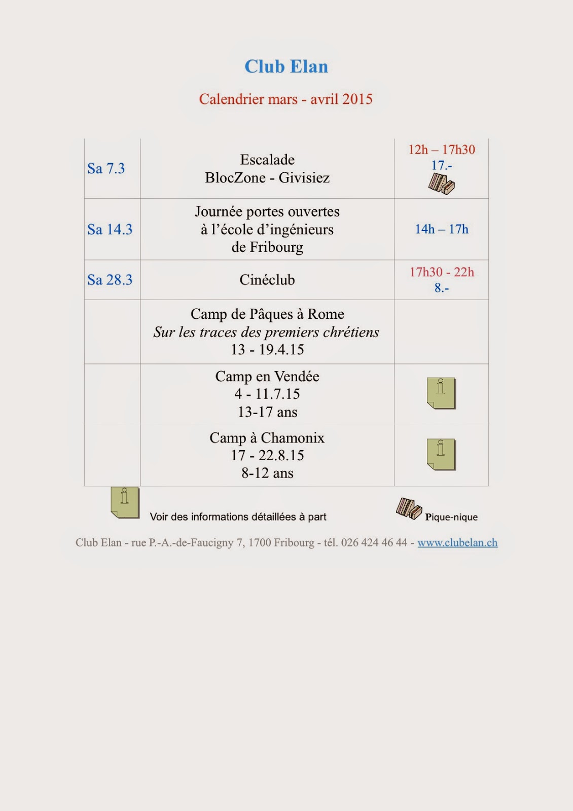 Télécharger le calendrier