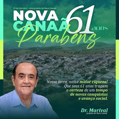 NOVA CANAÃ: PARABENIZAMOS O MUNICÍPIO PELOS SEUS 61 ANOS DE EMANCIPAÇÃO 