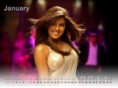 New Year 2011 Calendar, Priyanka Chopra Desktop Wallpapers